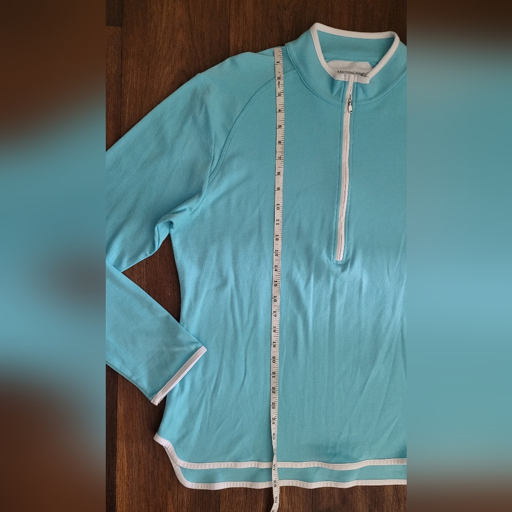 Maggie Lane 1/2 Zip Long Sleeve Golf Pullover, Women's XXL, Teal with White Trim - Picture 11 of 11